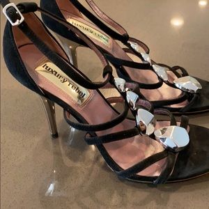 Black heels with silver detail